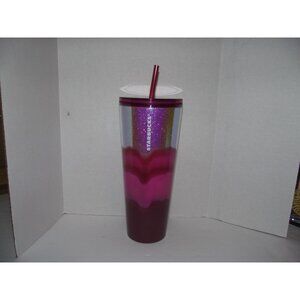 Starbucks 24oz Tumbler With Straw - Pink & Purple Glitter Design